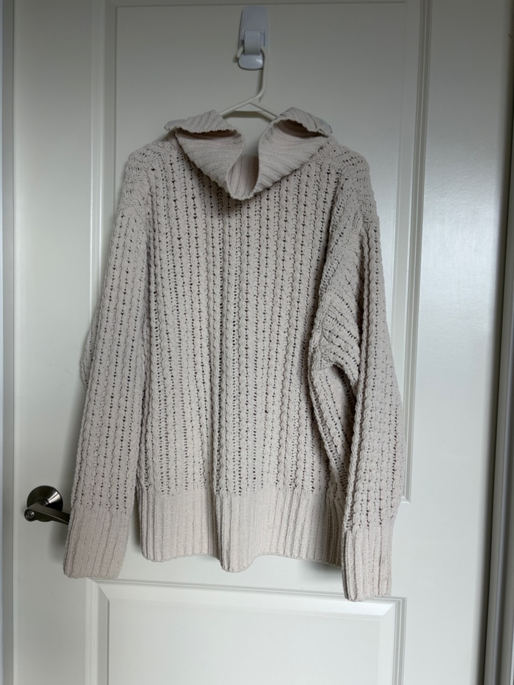 Aerie Women's Cream Half-Zip Knit Sweater - Picture 2 of 2